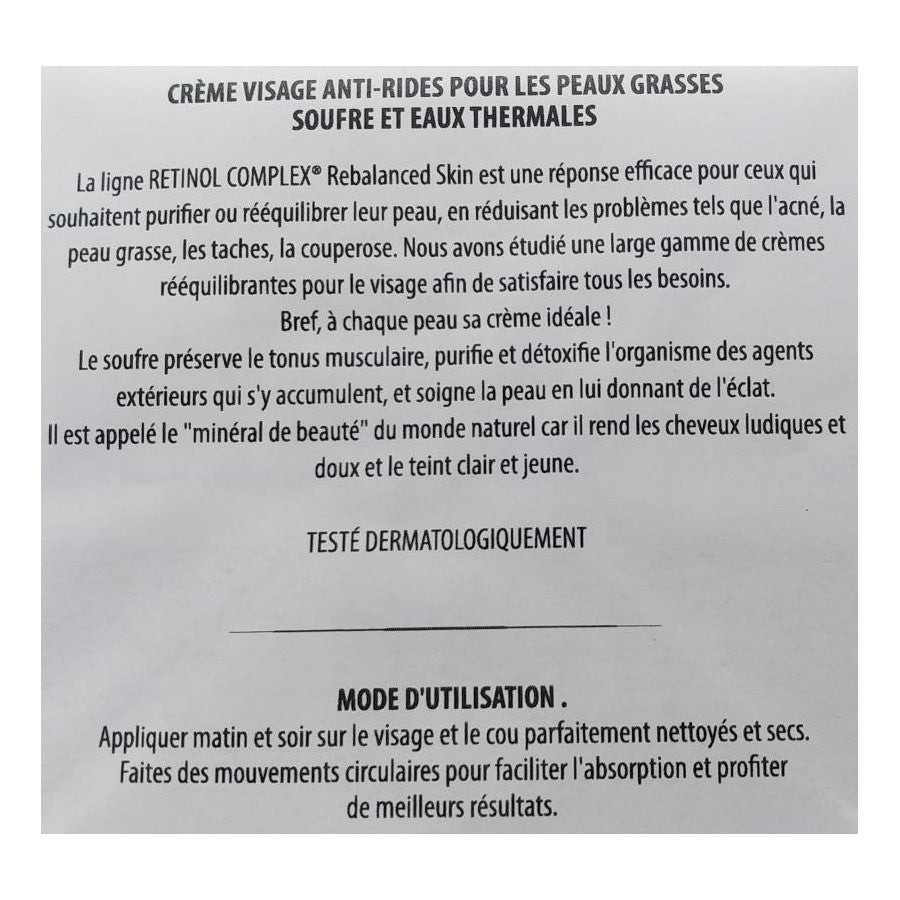 Crème Anti-Rides Peaux Grasse