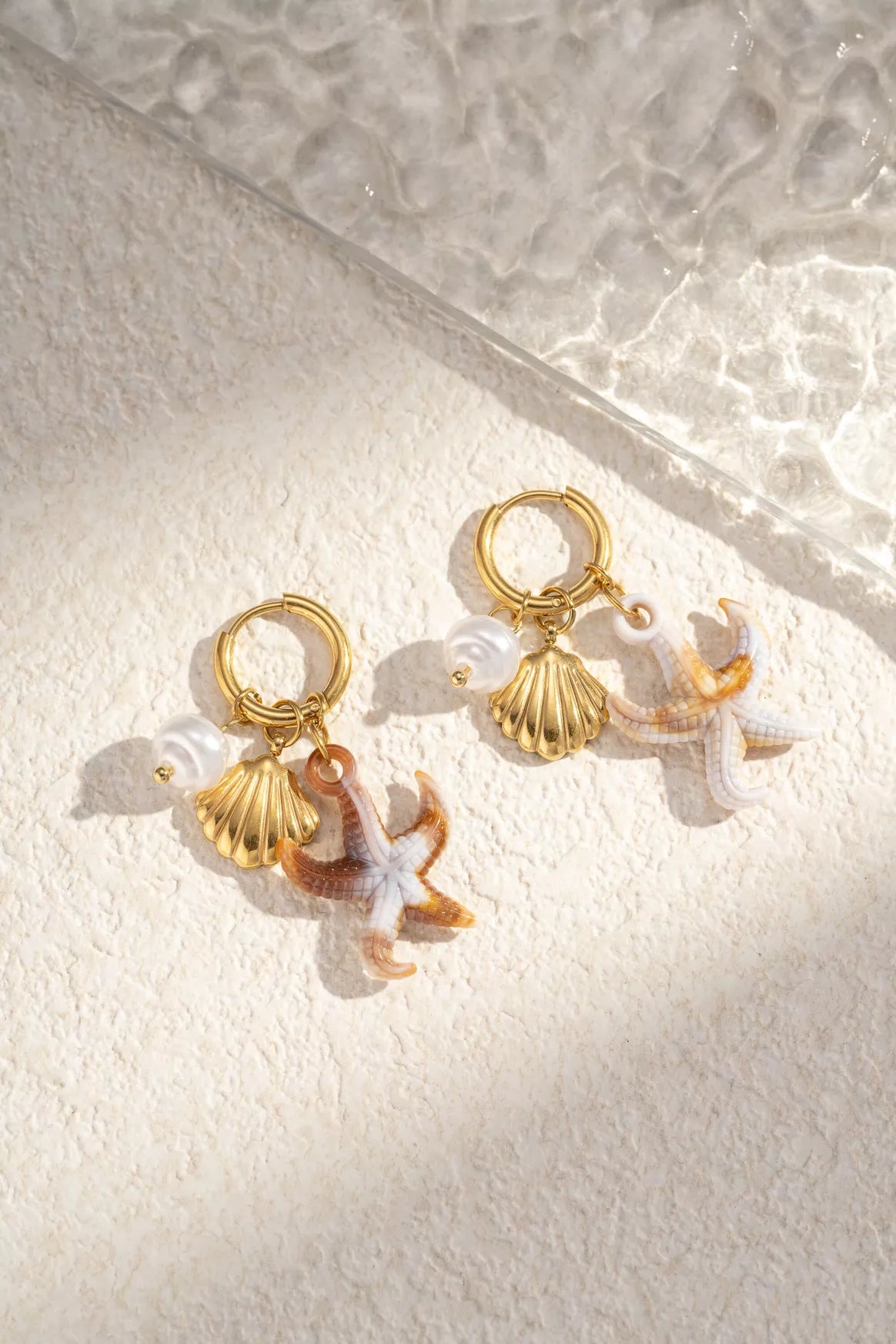 Boucle d'Oreille pédante Étoile de mer et coquillage
