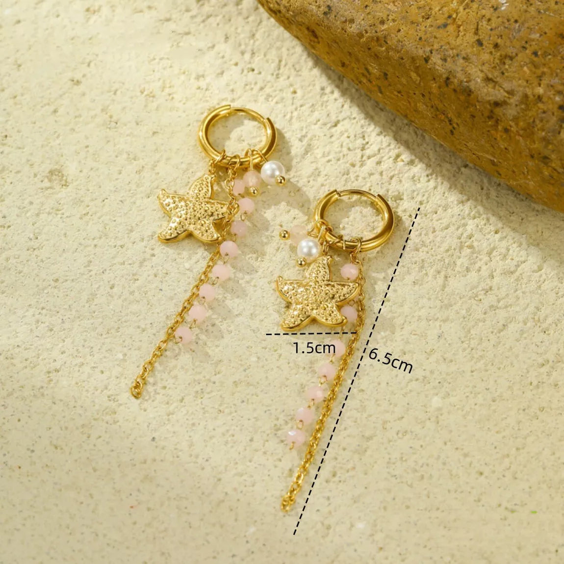 Créoles breloques étoile de mer perle dorées acier été chic