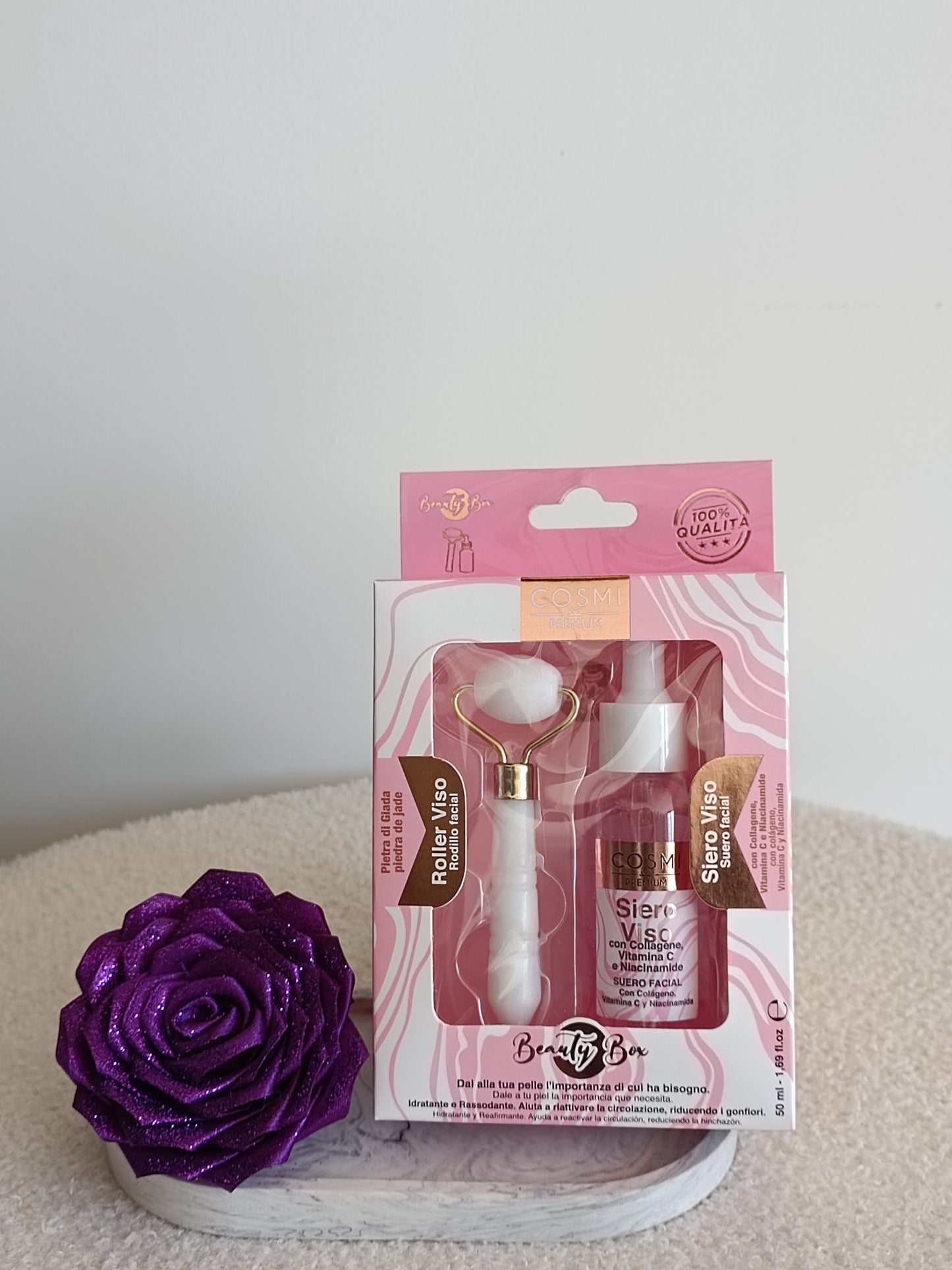 KIT SERUM + ROLLER VISAGE ET COU Rose