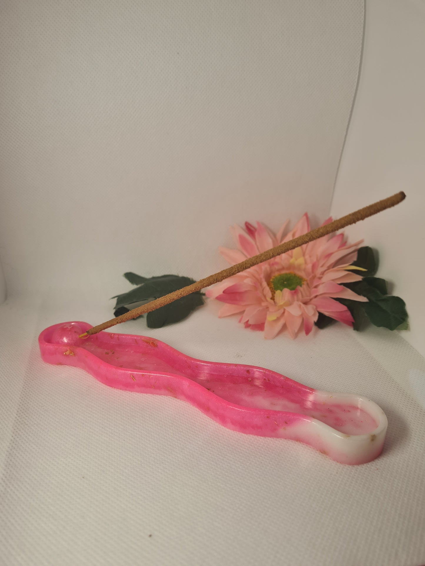 Porte encens rose et blanc