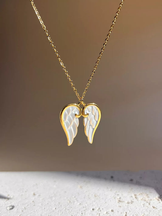 Collier en acier inoxydable aile d’ange symbolique