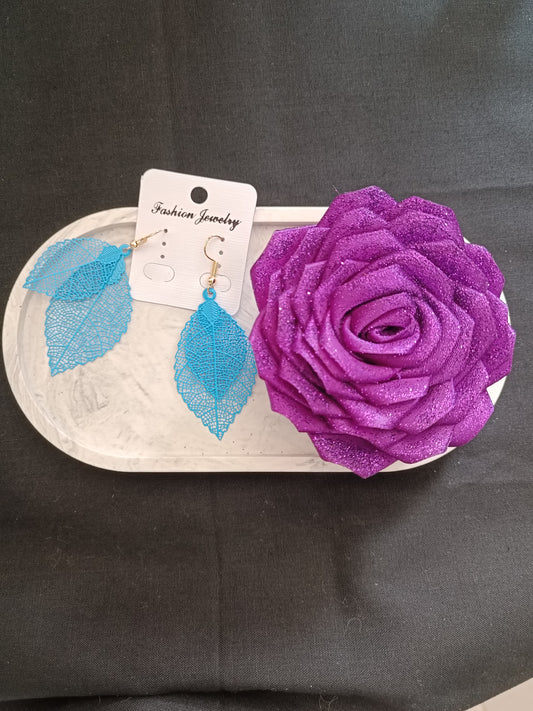 Boucles D'Oreilles PLUME BLEUE