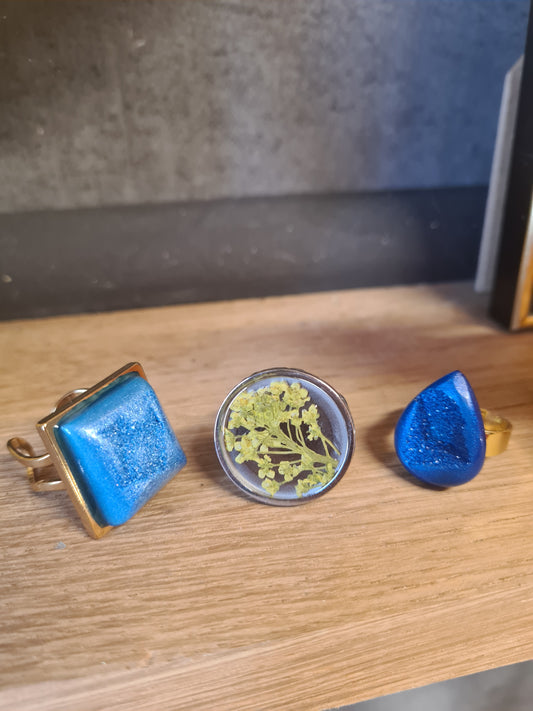 Bague pierres époxy